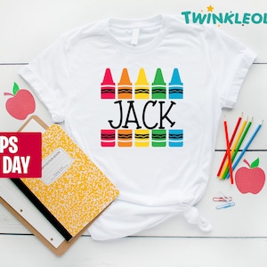 Personalized Back To School Gift Shirt, Crayon Toddler School Shirt, First Day of School Shirt, Custom School Shirt For Boys And Girls