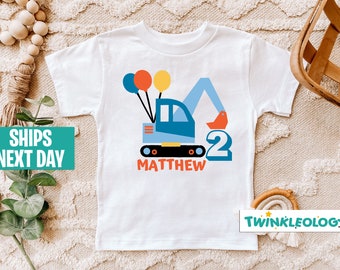 Toddlers Birthday Excavator Shirt, Personalized Kids Shirt, Kids Construction Birthday Shirt, Digger Shirt Kids