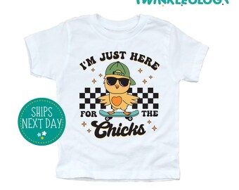 I'm Just Here For The Chicks Easter Toddler Shirt -Kids Easter Shirt - Cute Easter Natural Toddler Tee