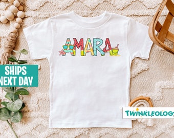 Personalized Summer Kids Shirt - Cute Summer Name Toddler Shirt - Personalized Custom Name Toddler Shirt