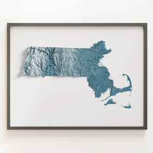 Massachusetts - Schattierte Reliefkarte - natürliche Topographie