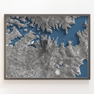 Sydney, Australia - Mappa in rilievo ombreggiato - Topografia dettagliata