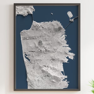 San Francisco, Kalifornien - Shaded Relief-Karte - Detaillierte Topographie