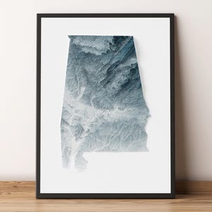Alabama - Carte en relief ombragé - Topographie naturelle