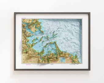 Boston Harbor - Nautical Shaded Relief Chart