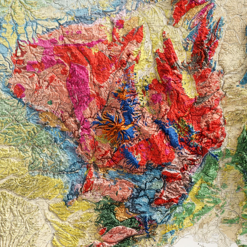 Carte Géologique de la France France Geological Map Vintage Geology Shaded Relief Map imagem 2