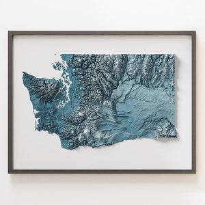 État de Washington - Carte en relief ombrée - Topographie naturelle