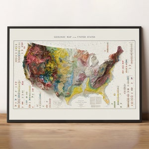 Geological Map of the United States (c.1932) - Vintage Geology Map - Shaded Relief Map