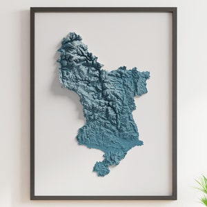 Derbyshire County, Engeland: gearceerde reliëfkaart: natuurlijke topografie