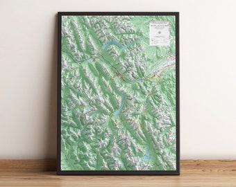 Banff, Canmore, Kananaskis - Topographic Map - Shaded Relief Map