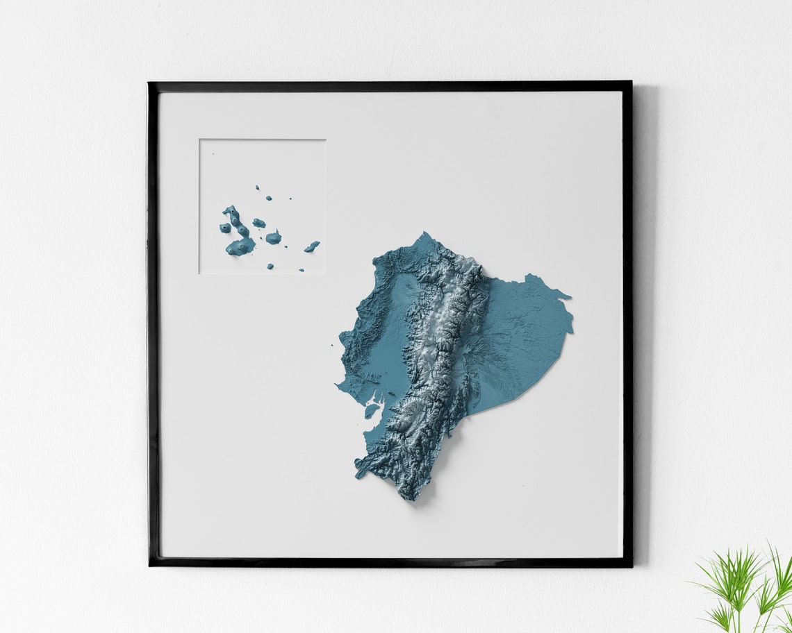 Ecuador - Shaded Relief Map - Natural Topography - Etsy