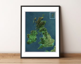 British Isles - Shaded Relief Map - Imagery