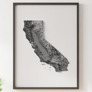 Kalifornien - Schattierte Reliefkarte - natürliche Topographie
