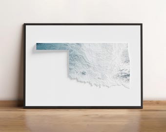 Oklahoma - Shaded Relief Map - Natural Topography