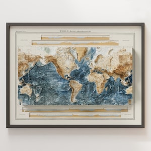 World Bathymetry - Vintage - Shaded Relief Map