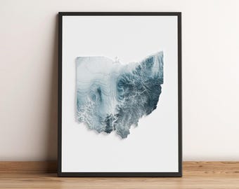 Ohio, États-Unis - Carte du relief ombragé - Topographie naturelle