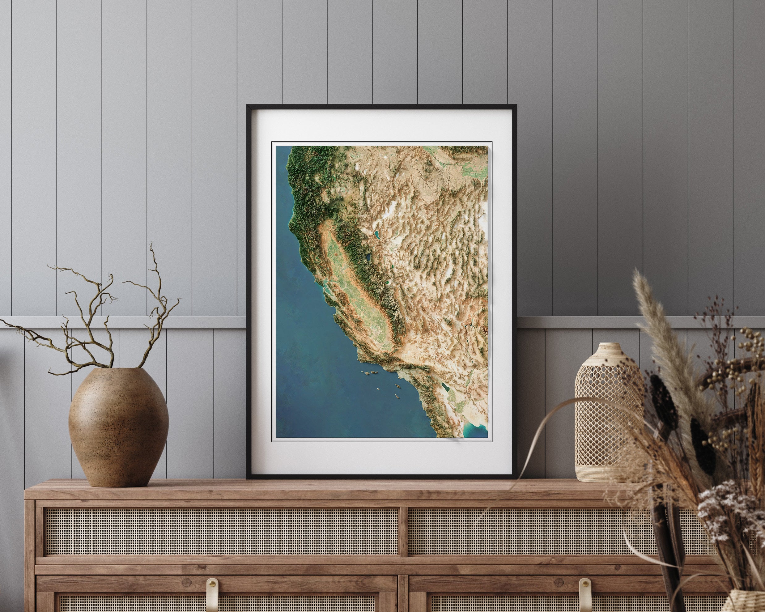 California, U.S.A. - Shaded Relief Map - Imagery