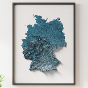 Allemagne - Carte en relief ombrée - Topographie naturelle