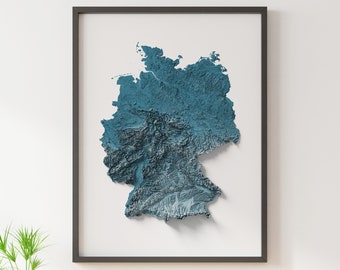 Germany - Shaded Relief Map - Natural Topography
