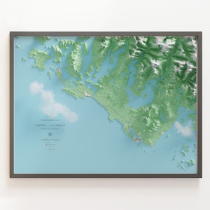 Tofino et Ucluelet - Carte topographique - Carte du relief ombré