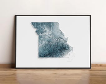 Missouri - Carte en relief ombragé - Topographie naturelle