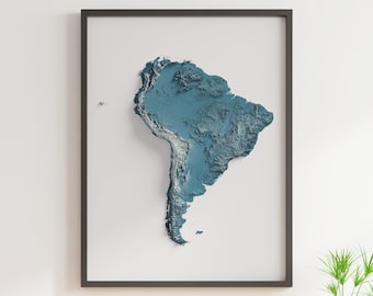 South America - Shaded Relief Map - Natural Topography