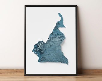 Cameroon - Shaded Relief Map - Natural Topography