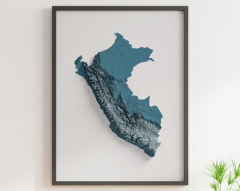 Peru - Shaded Relief Map - Natural Topography