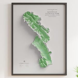 Parc national Kootenay - Carte topographique - Carte en relief ombrée
