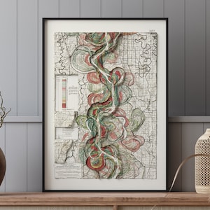 Mississippi River Meander Belt (um 1944) - Vintage Geologie-Karte - Platte 22 Blatt 9