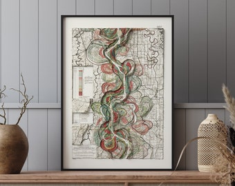 Mississippi River Meander Belt (c.1944) - Vintage Geology Map - Plate 22 Sheet 9