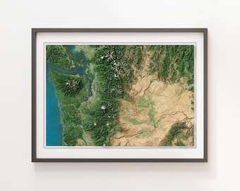 Washington State, U.S.A. - Shaded Relief Map - Imagery