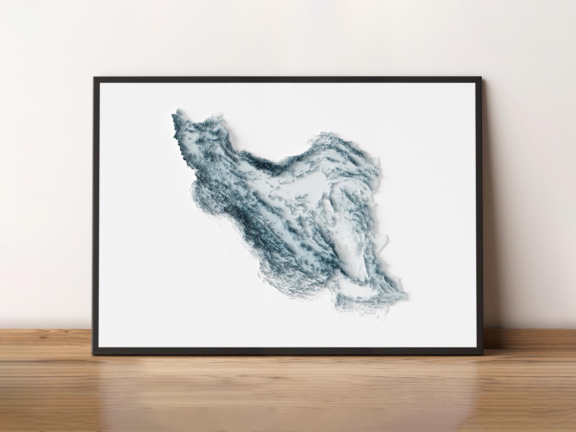 Iran - Shaded Relief Map - Natural Topography - Etsy