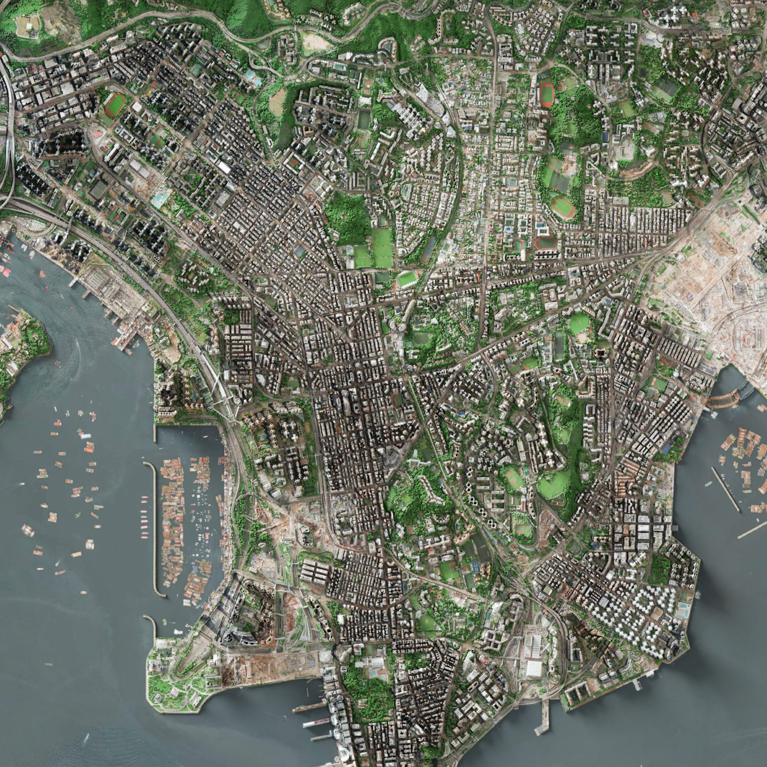 Hong Kong Imagery Shaded Relief Map Detailed Topography Etsy