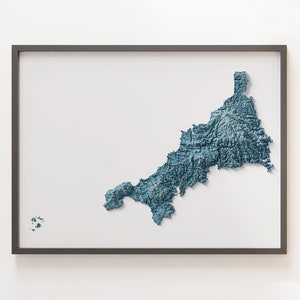 Cornwall County (met Scilly), Engeland - gearceerde reliëfkaart - natuurlijke topografie
