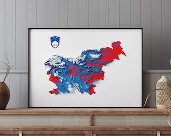 Slovénie - Carte en relief ombrée - Couleurs du drapeau