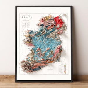 Geological Map of Ireland (c.1878) - Vintage Map - Shaded Relief Map