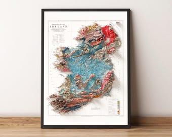 Geological Map of Ireland (c.1878) - Vintage Map - Shaded Relief Map