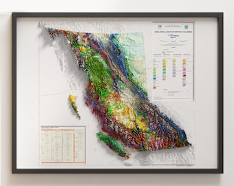 British Columbia - Geology - Shaded Relief Map