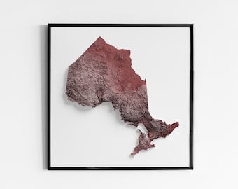 Ontario - Shaded Relief Map - Natural Topography