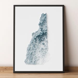 New Hampshire - Shaded Relief Map - Natural Topography