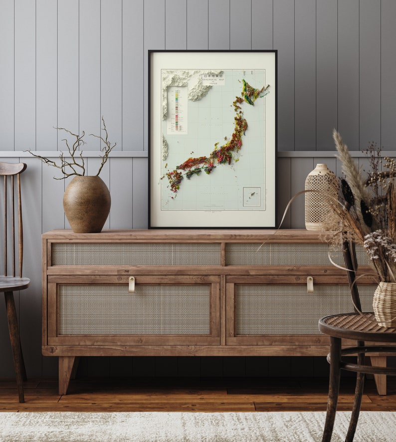 Japan - Vintage Geological Map C. 1956 - Shaded Relief Map - Etsy