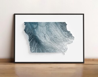 Iowa, États-Unis - Carte en relief ombragé - Topographie naturelle