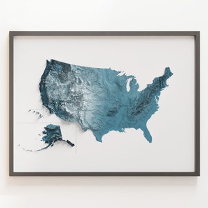 États-Unis - Carte en relief ombrée - Topographie naturelle
