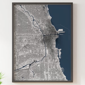 Chicago, Illinois - Mappa in rilievo ombreggiato - Topografia dettagliata