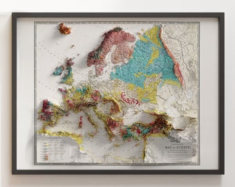 Geological Map of Europe - Vintage - Shaded Relief Map