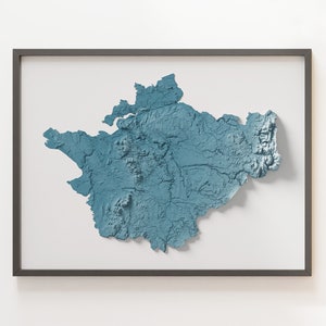 Cheshire County, England - Shaded Relief Map - Natural Topography