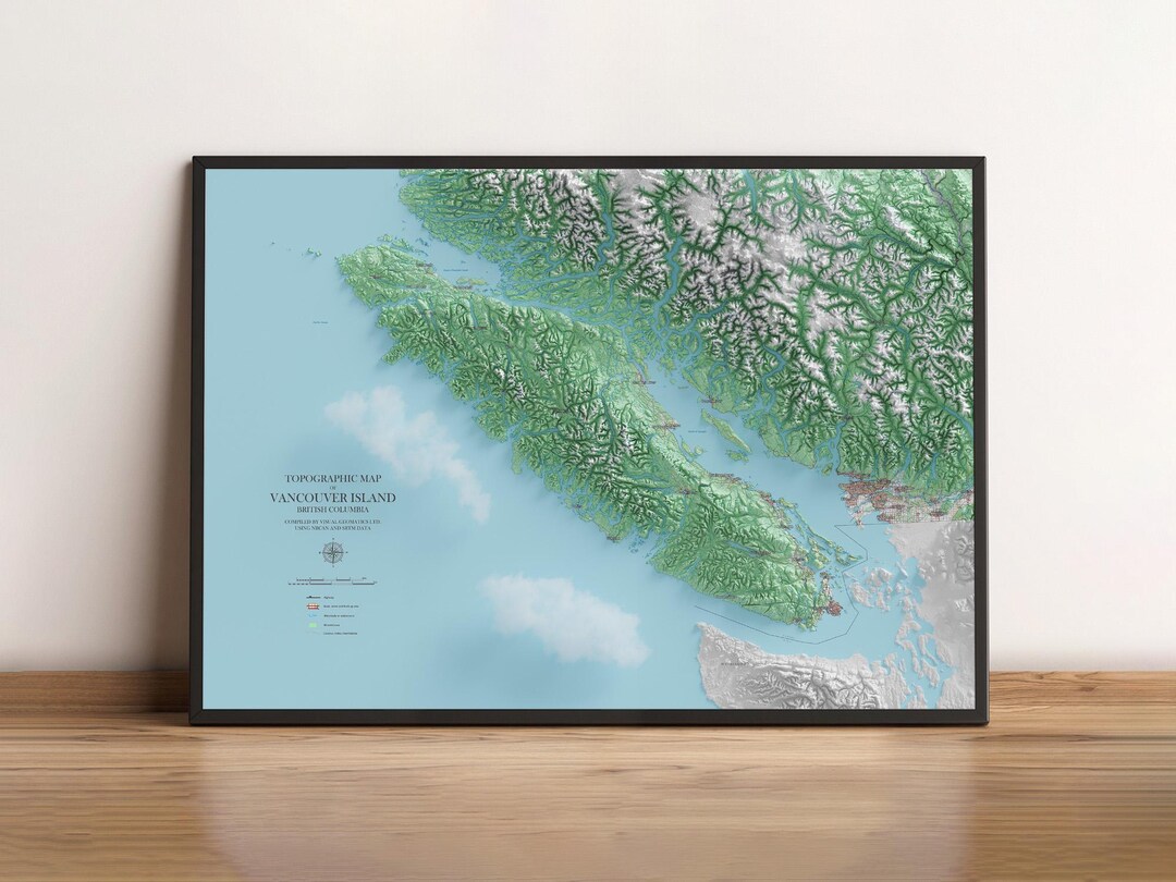 Vancouver Island - Topographic Map - Shaded Relief Map - Etsy