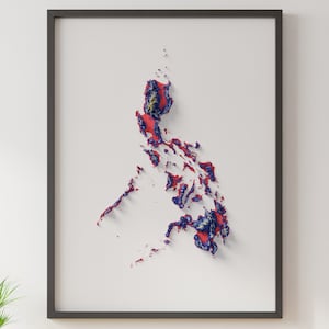 Die Philippinen - Reliefkarte mit Flaggenfarben