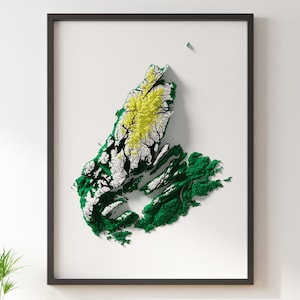 Kap-Breton-Insel - Schattierte Reliefkarte - Flaggenfarben